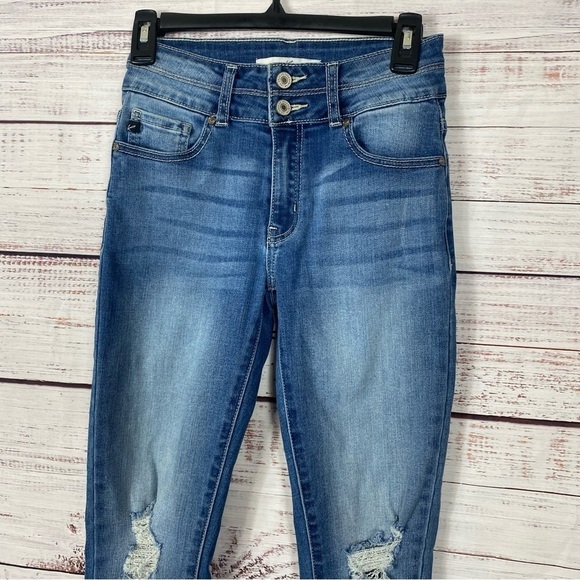 KANCAN distressed double‎ button stretch ripped casual size 3 skinny jeans - Picture 7 of 7